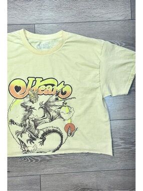 Heart 100% Cotton Cropped Short Sleeve Band Tee